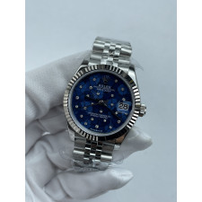 (준비완료/특급배송)NO.3603/롤렉스 데이저스트 31mm 여성용 시계 플로럴 모티프 아주로 블루 다이얼 플루티드 베젤 쥬빌레 밴드 (QP공장)